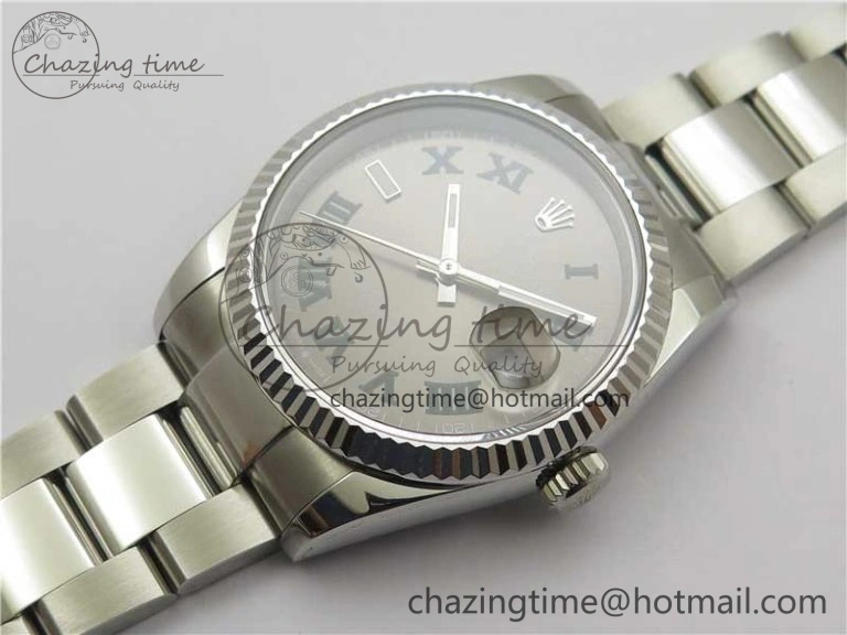 DateJust 36 SS 126200 BP Maker 1:1 Best Edition Fluted Bezel Gray Roman Dial on Oyster Bracelet