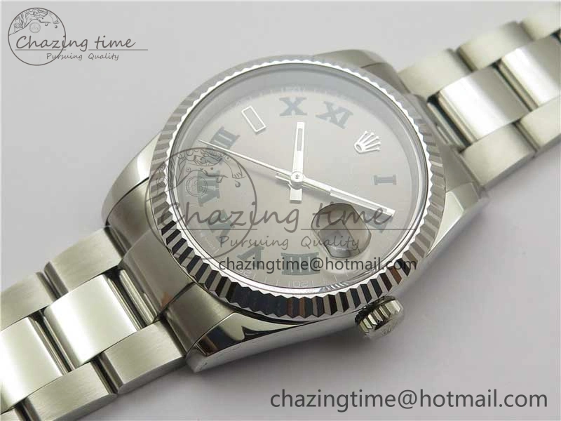 DateJust 36 SS 126200 BP Maker 1:1 Best Edition Fluted Bezel Gray Roman Dial on Oyster Bracelet