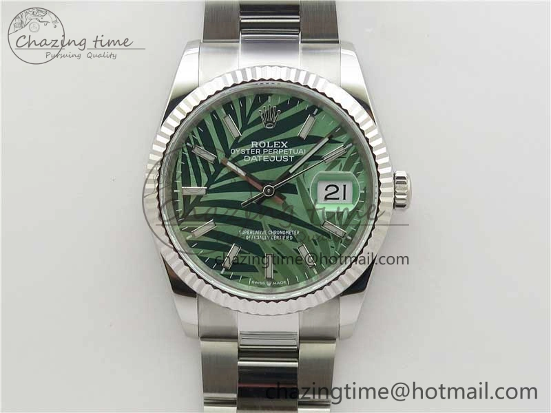 DateJust 36 SS 126200 BP Maker 1:1 Best Edition Fluted Bezel New Green Dial on Oyster Bracelet