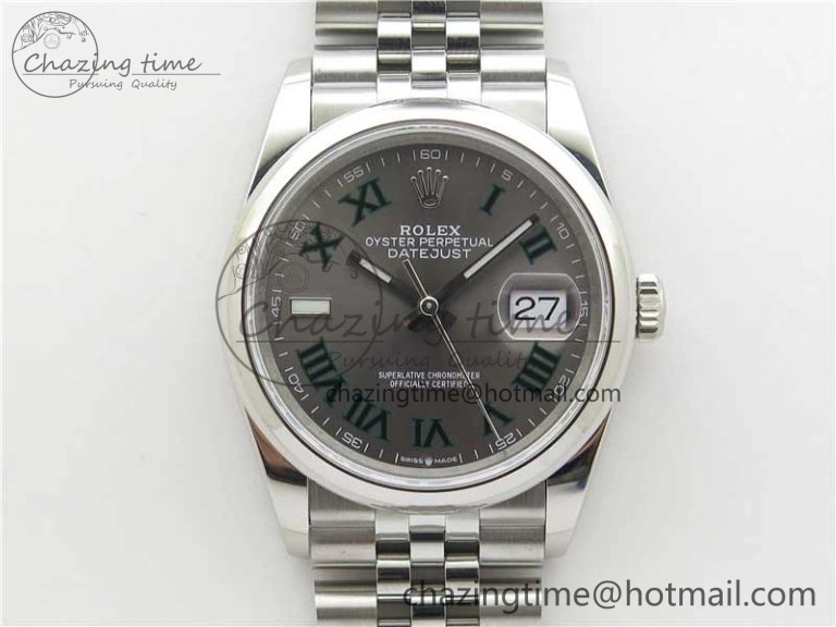 DateJust 36 SS 126200 BP Maker 1:1 Best Edition Gray Roman Dial on Jubilee Bracelet