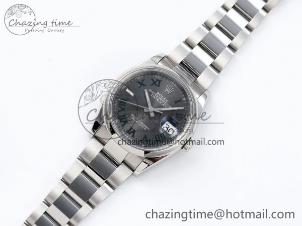 DateJust 36 SS 126200 VSF 1:1 Best Edition 904L Steel Gray Dial Green Roman on Oyster Bracelet VS3235