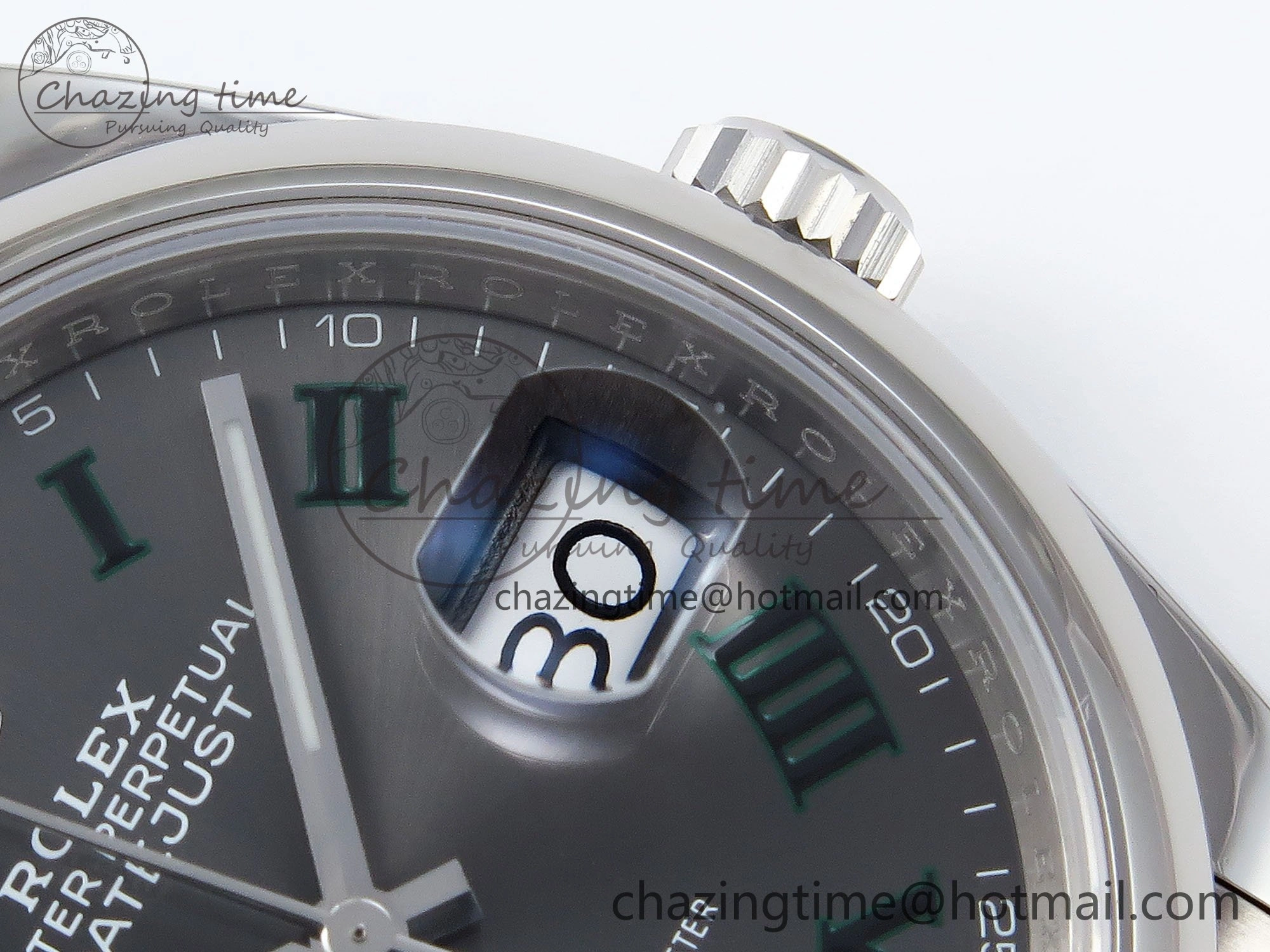 DateJust 36 SS 126200 VSF 1:1 Best Edition 904L Steel Gray Dial Green Roman on Oyster Bracelet VS3235