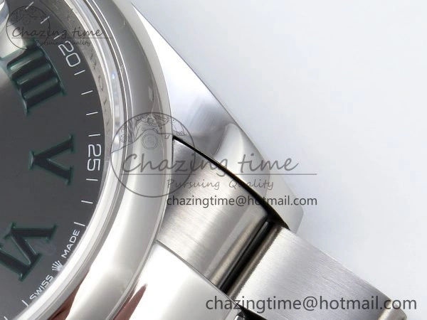 DateJust 36 SS 126200 VSF 1:1 Best Edition 904L Steel Gray Dial Green Roman on Oyster Bracelet VS3235