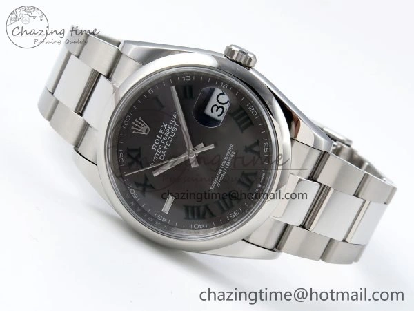 DateJust 36 SS 126200 VSF 1:1 Best Edition 904L Steel Gray Dial Green Roman on Oyster Bracelet VS3235