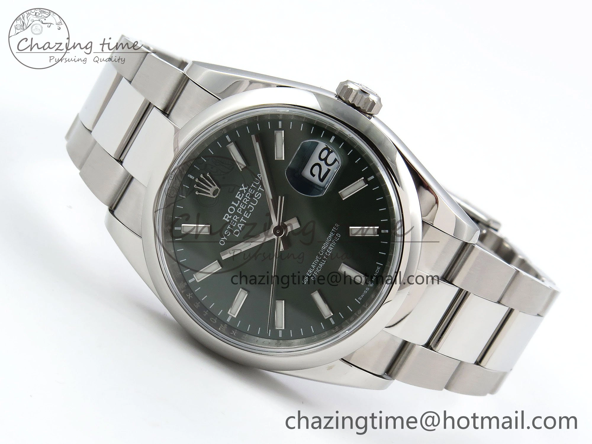 DateJust 36 SS 126200 VSF 1:1 Best Edition 904L Steel Green Dial on Oyster Bracelet VS3235