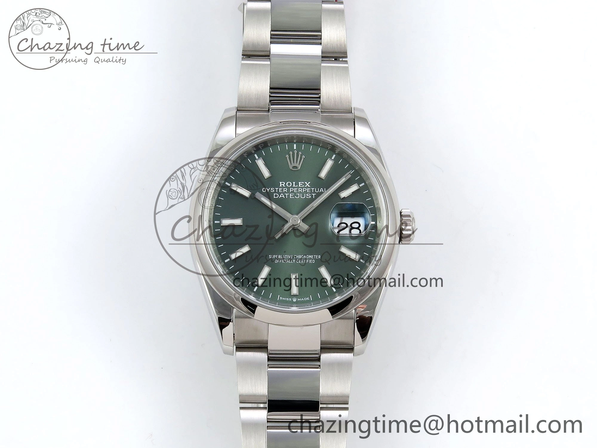DateJust 36 SS 126200 VSF 1:1 Best Edition 904L Steel Green Dial on Oyster Bracelet VS3235