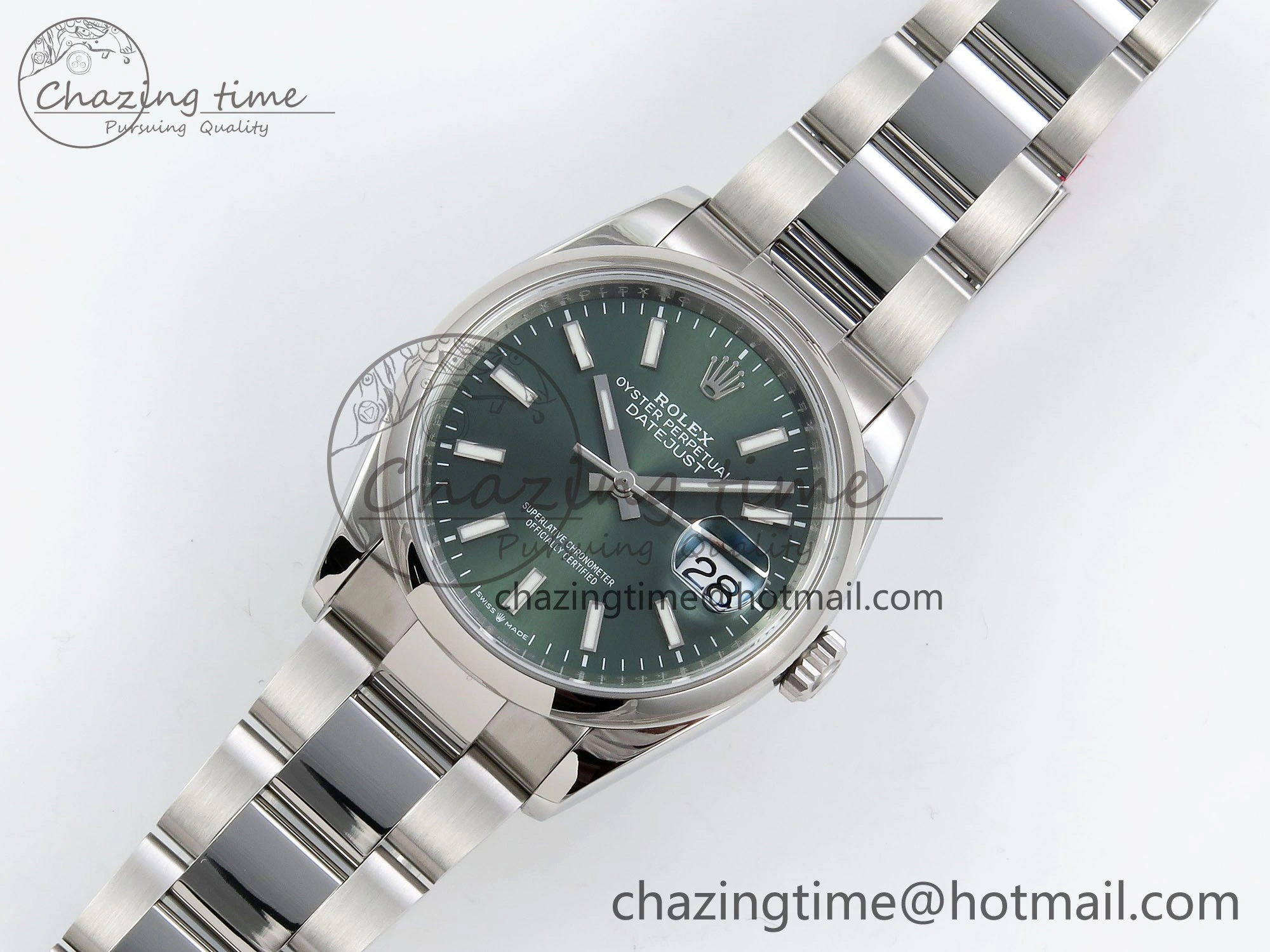 DateJust 36 SS 126200 VSF 1:1 Best Edition 904L Steel Green Dial on Oyster Bracelet VS3235
