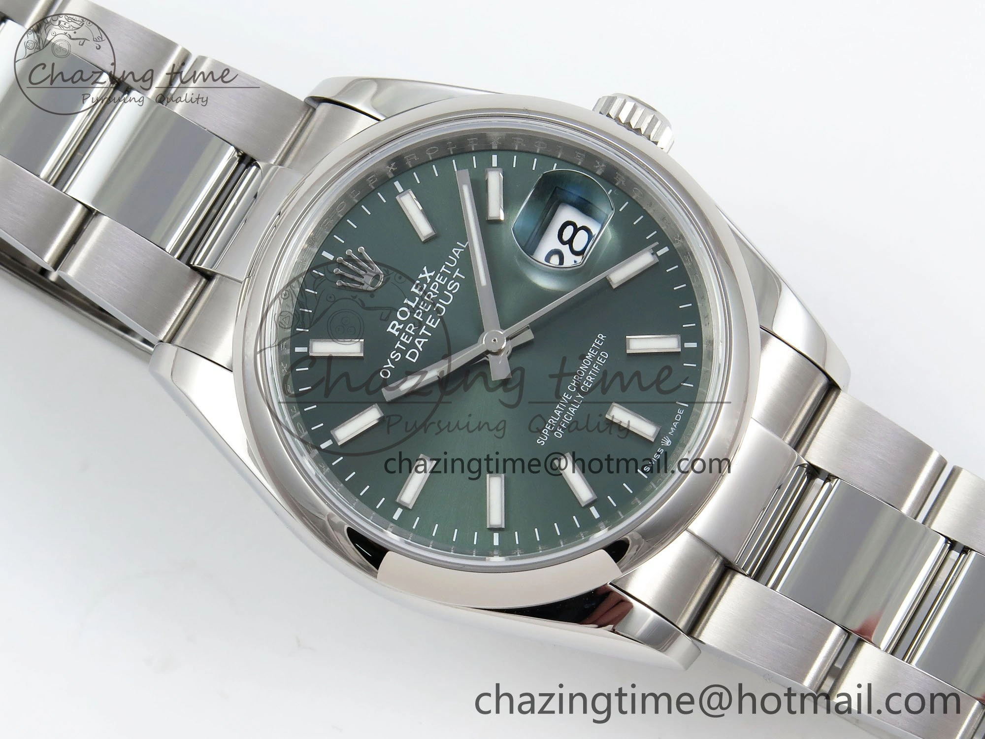 DateJust 36 SS 126200 VSF 1:1 Best Edition 904L Steel Green Dial on Oyster Bracelet VS3235