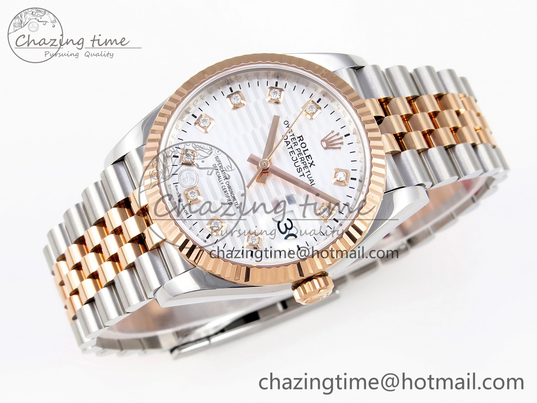DateJust 36 SS 126231 VSF 1:1 Best Edition 904L Steel Silver Textured Diamonds Dial on Jubilee Bracelet VS3235