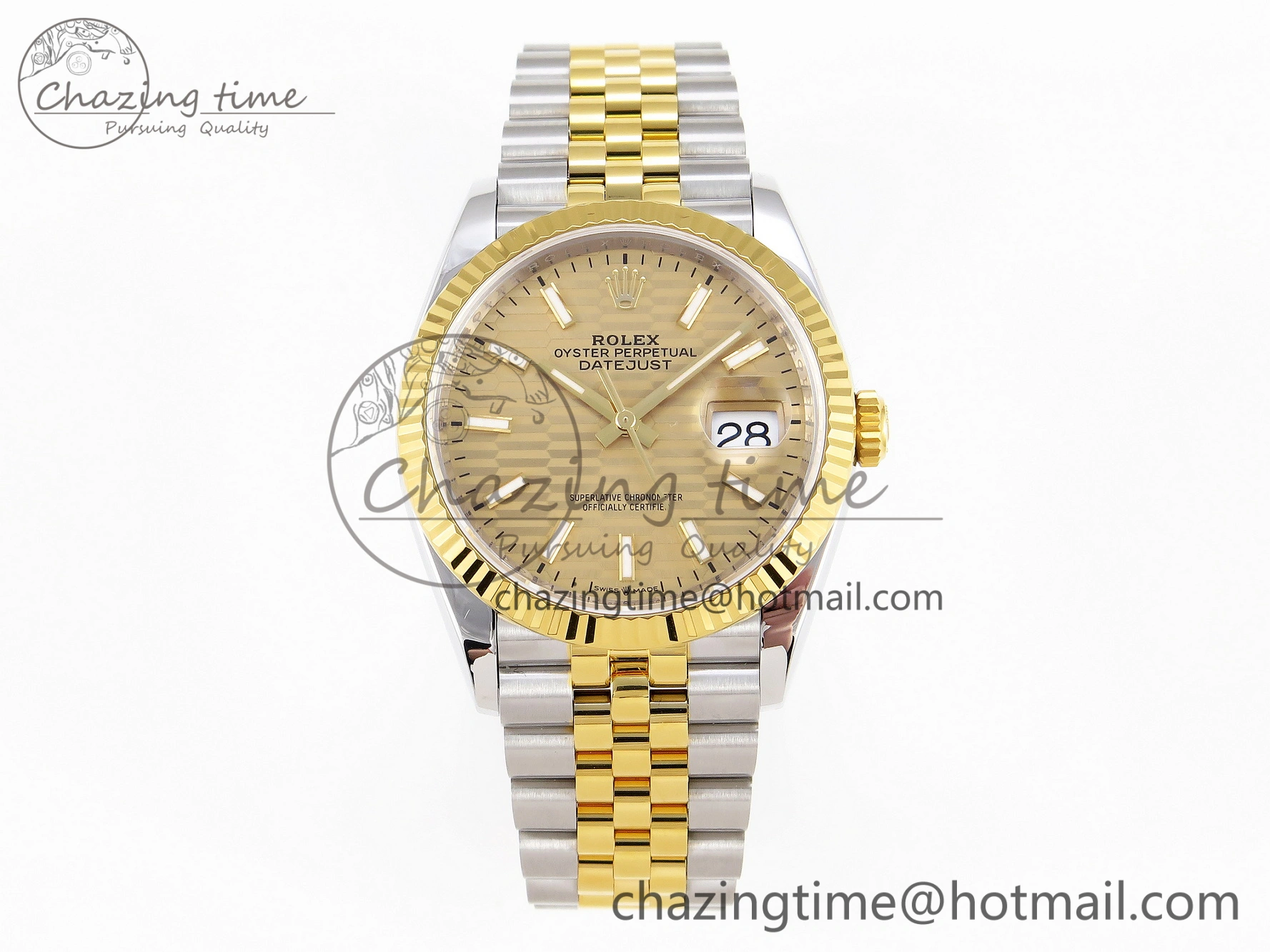 DateJust 36 SS 126233 VSF 1:1 Best Edition 904L Steel YG Textured Dial on Jubilee Bracelet VS3235