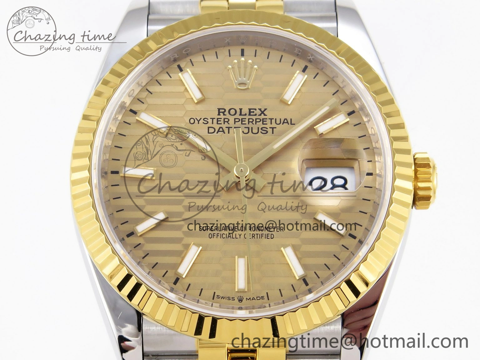 DateJust 36 SS 126233 VSF 1:1 Best Edition 904L Steel YG Textured Dial on Jubilee Bracelet VS3235