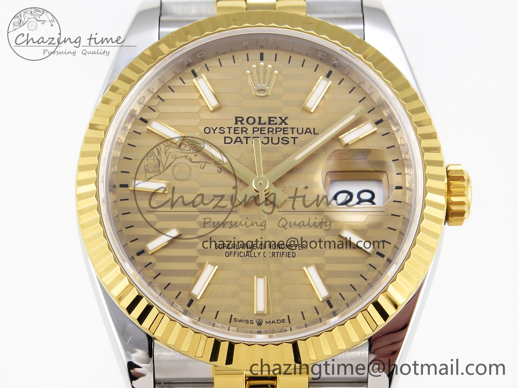 DateJust 36 SS 126233 VSF 1:1 Best Edition 904L Steel YG Textured Dial on Jubilee Bracelet VS3235