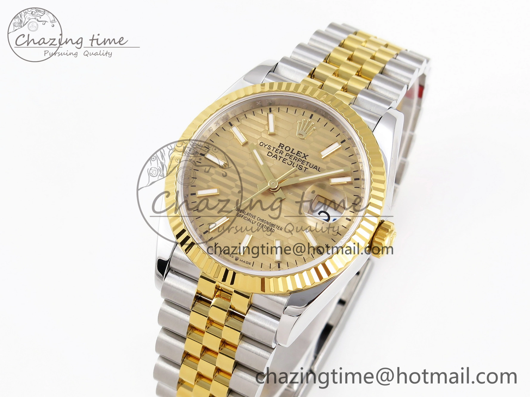 DateJust 36 SS 126233 VSF 1:1 Best Edition 904L Steel YG Textured Dial on Jubilee Bracelet VS3235