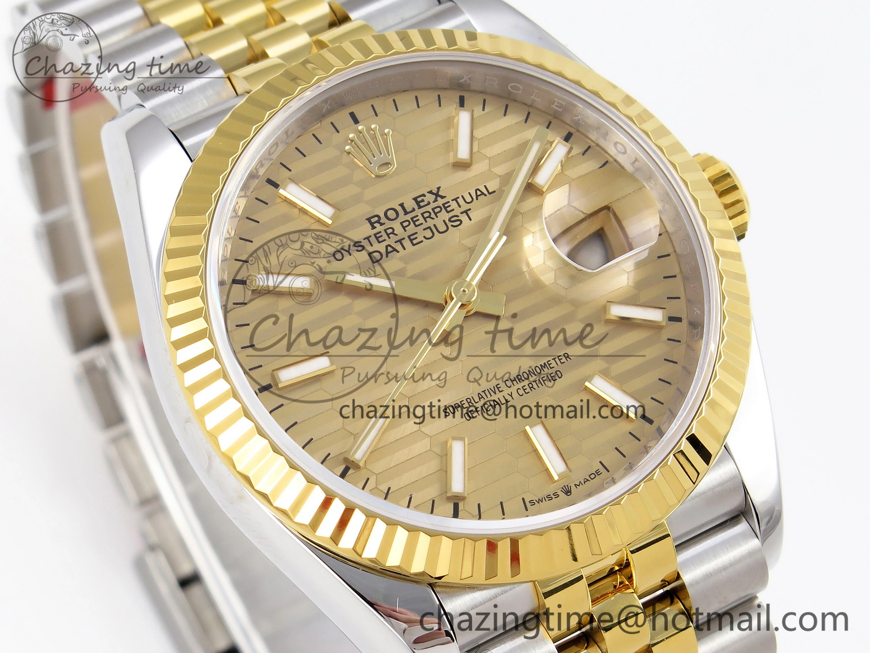DateJust 36 SS 126233 VSF 1:1 Best Edition 904L Steel YG Textured Dial on Jubilee Bracelet VS3235