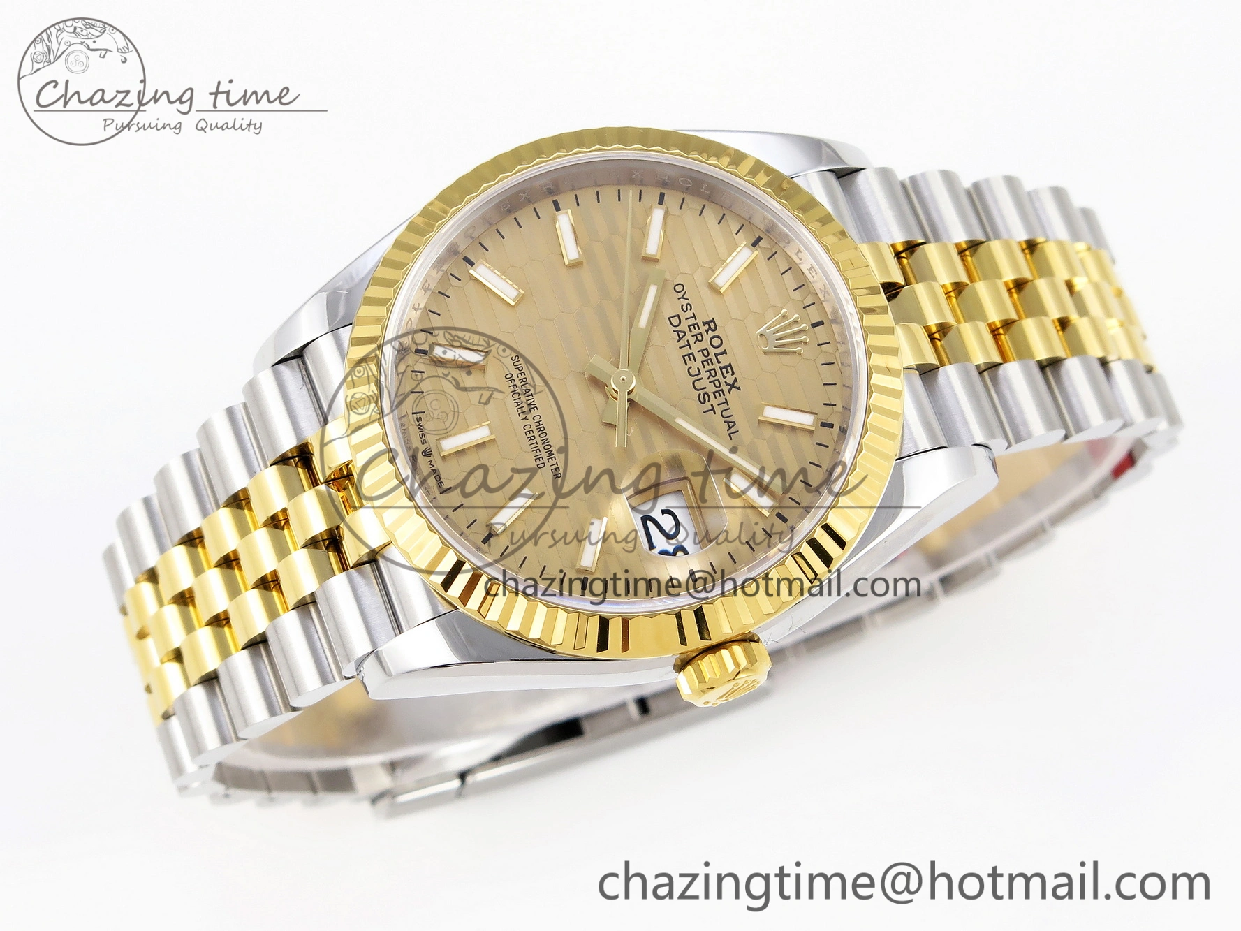 DateJust 36 SS 126233 VSF 1:1 Best Edition 904L Steel YG Textured Dial on Jubilee Bracelet VS3235
