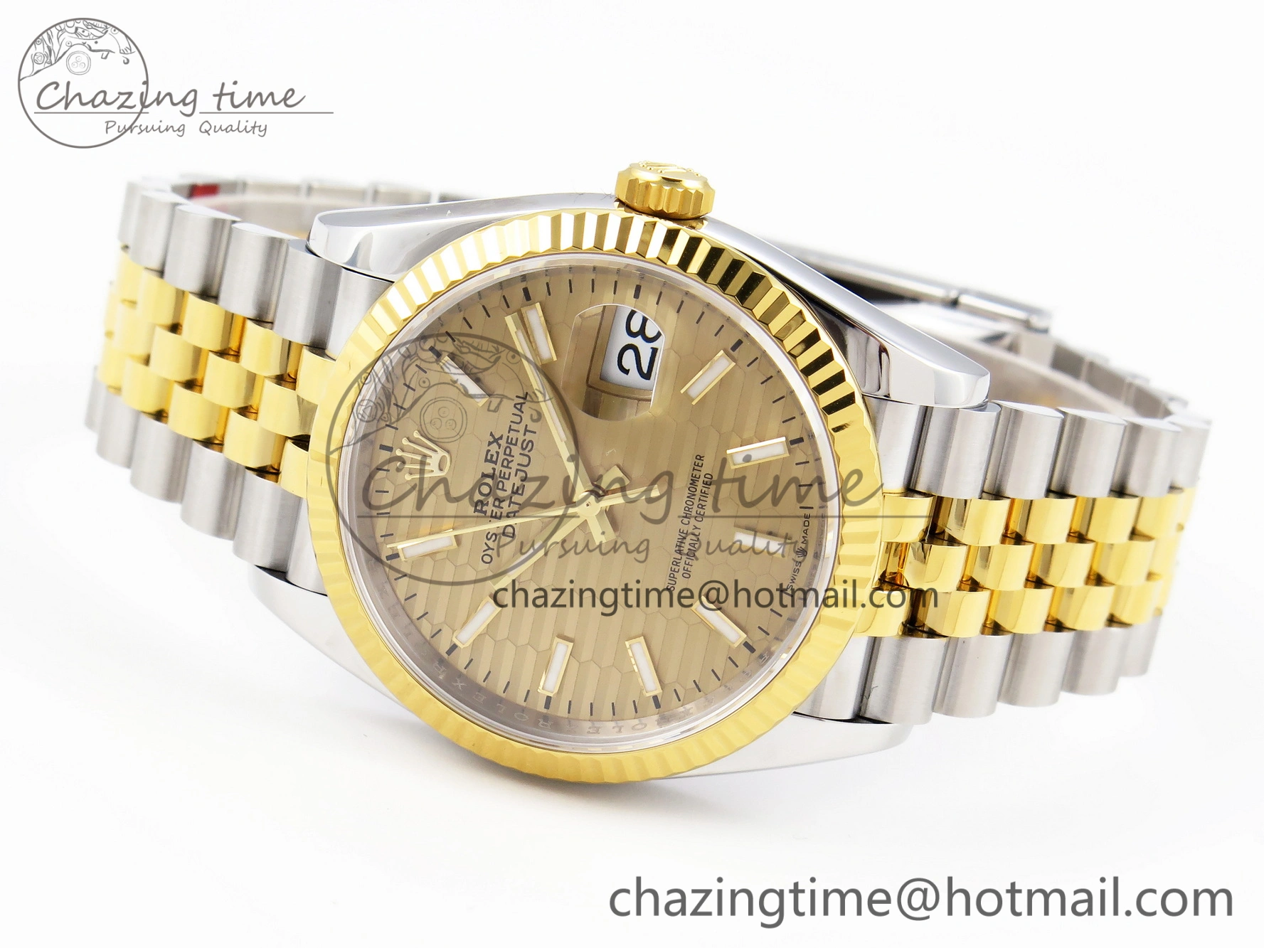 DateJust 36 SS 126233 VSF 1:1 Best Edition 904L Steel YG Textured Dial on Jubilee Bracelet VS3235