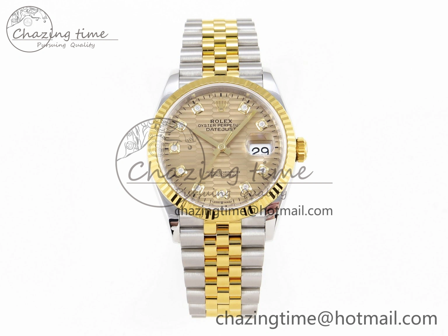 DateJust 36 SS 126233 VSF 1:1 Best Edition 904L Steel YG Textured Diamonds Dial on Jubilee Bracelet VS3235
