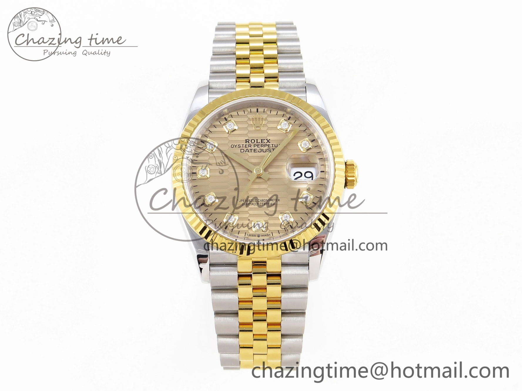 DateJust 36 SS 126233 VSF 1:1 Best Edition 904L Steel YG Textured Diamonds Dial on Jubilee Bracelet VS3235