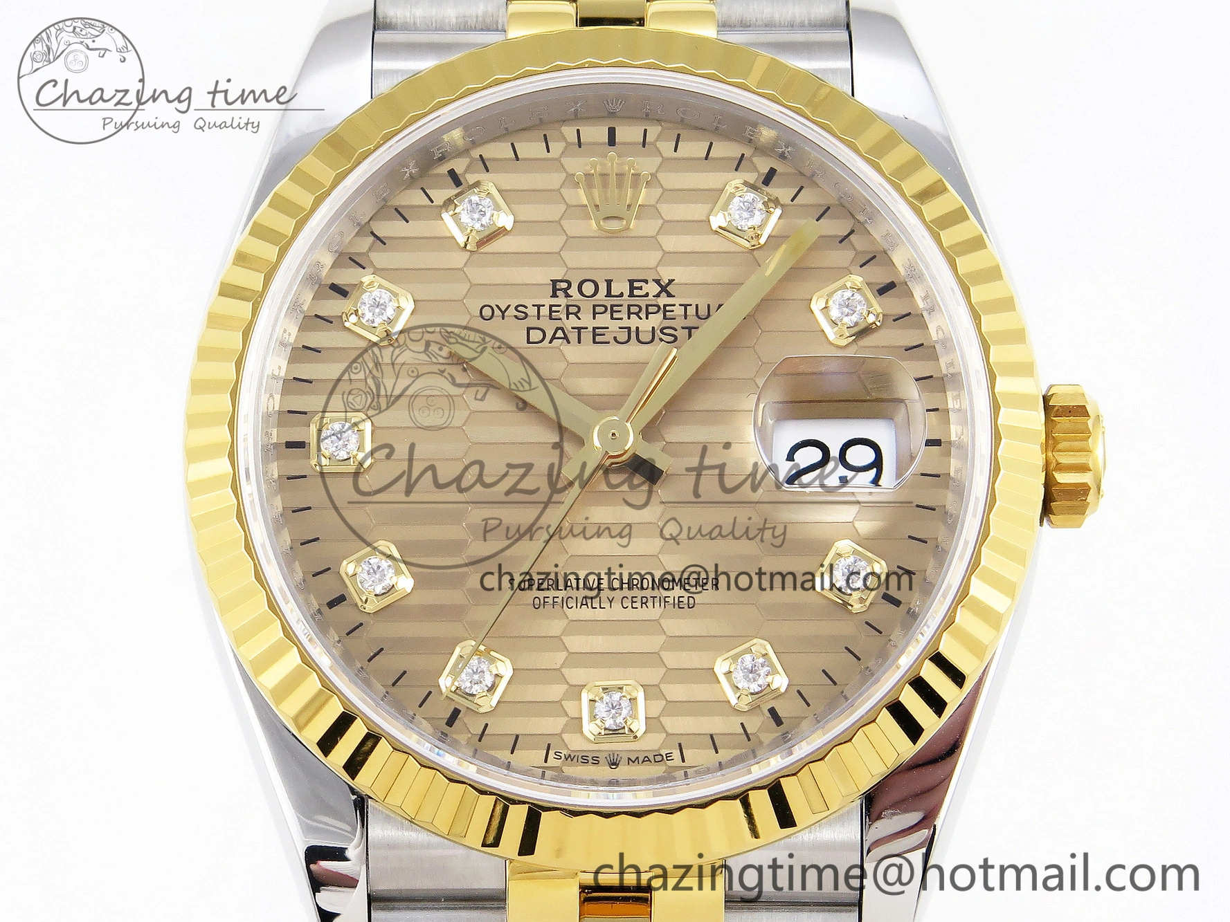 DateJust 36 SS 126233 VSF 1:1 Best Edition 904L Steel YG Textured Diamonds Dial on Jubilee Bracelet VS3235