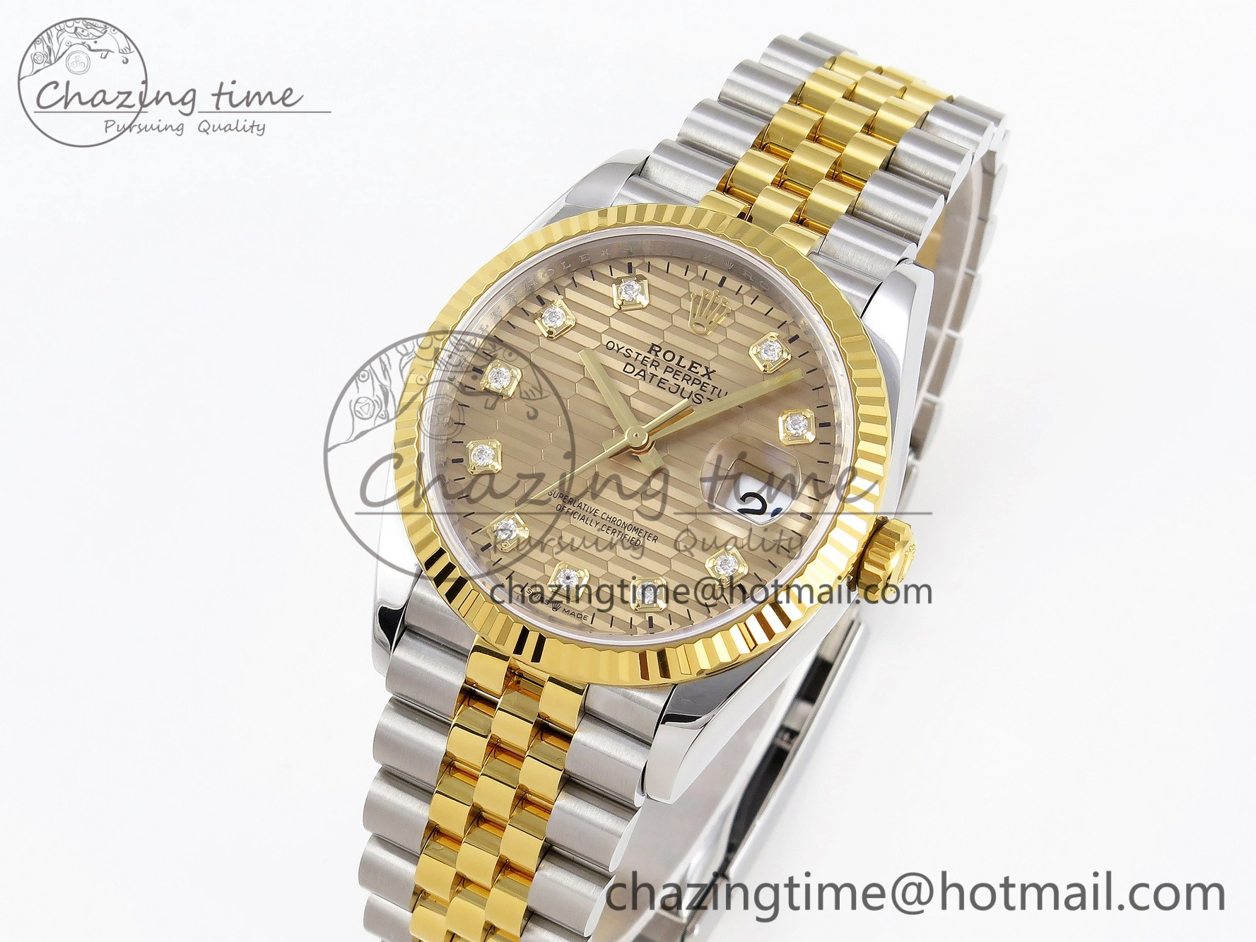 DateJust 36 SS 126233 VSF 1:1 Best Edition 904L Steel YG Textured Diamonds Dial on Jubilee Bracelet VS3235