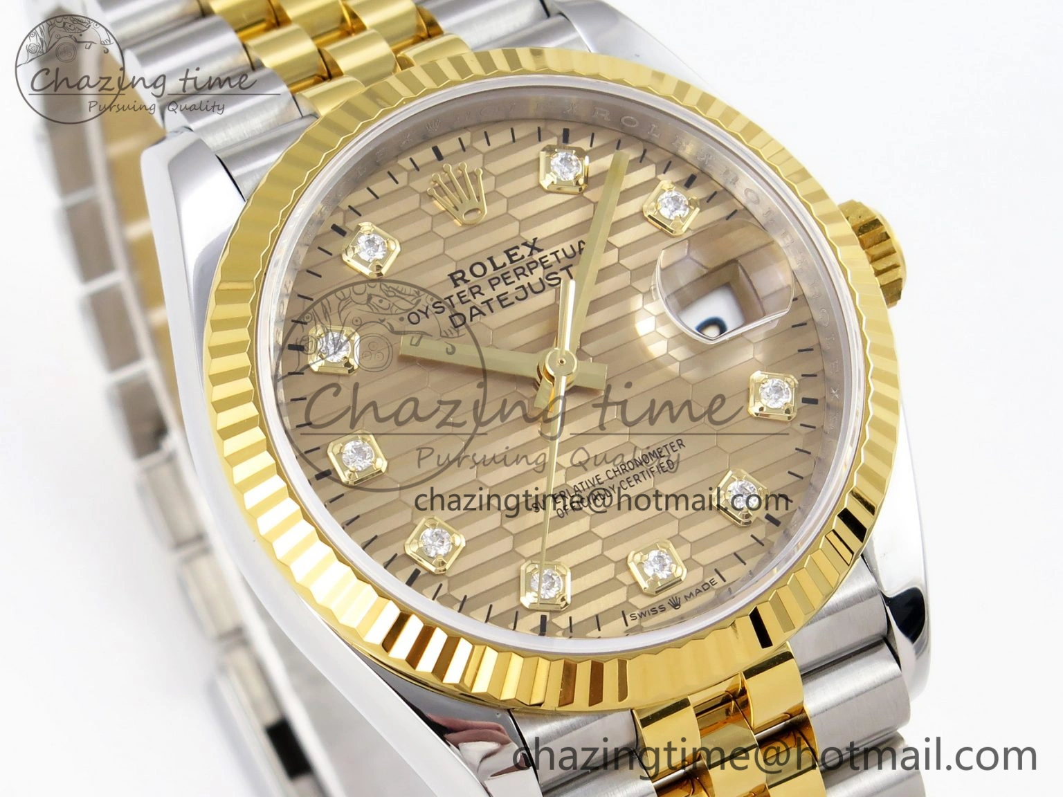 DateJust 36 SS 126233 VSF 1:1 Best Edition 904L Steel YG Textured Diamonds Dial on Jubilee Bracelet VS3235