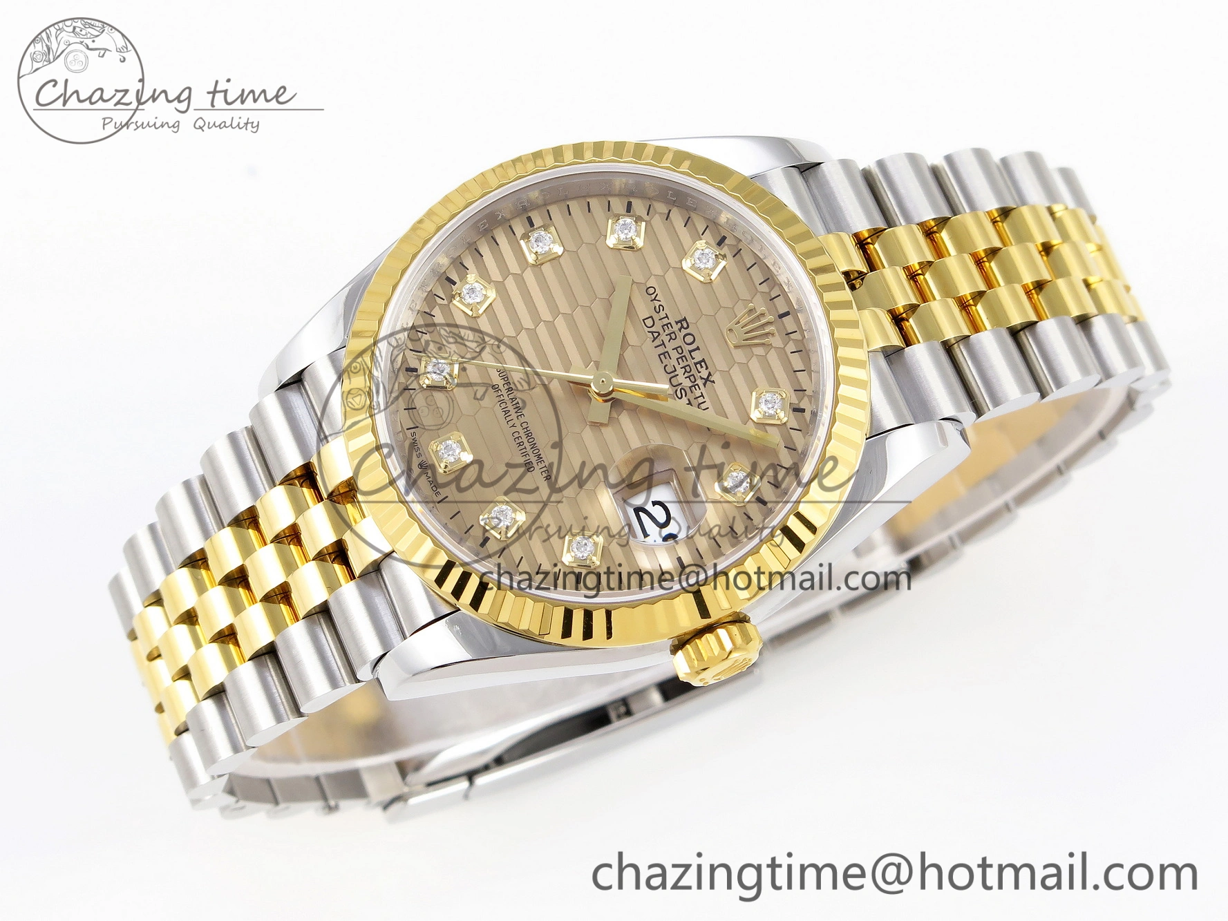 DateJust 36 SS 126233 VSF 1:1 Best Edition 904L Steel YG Textured Diamonds Dial on Jubilee Bracelet VS3235