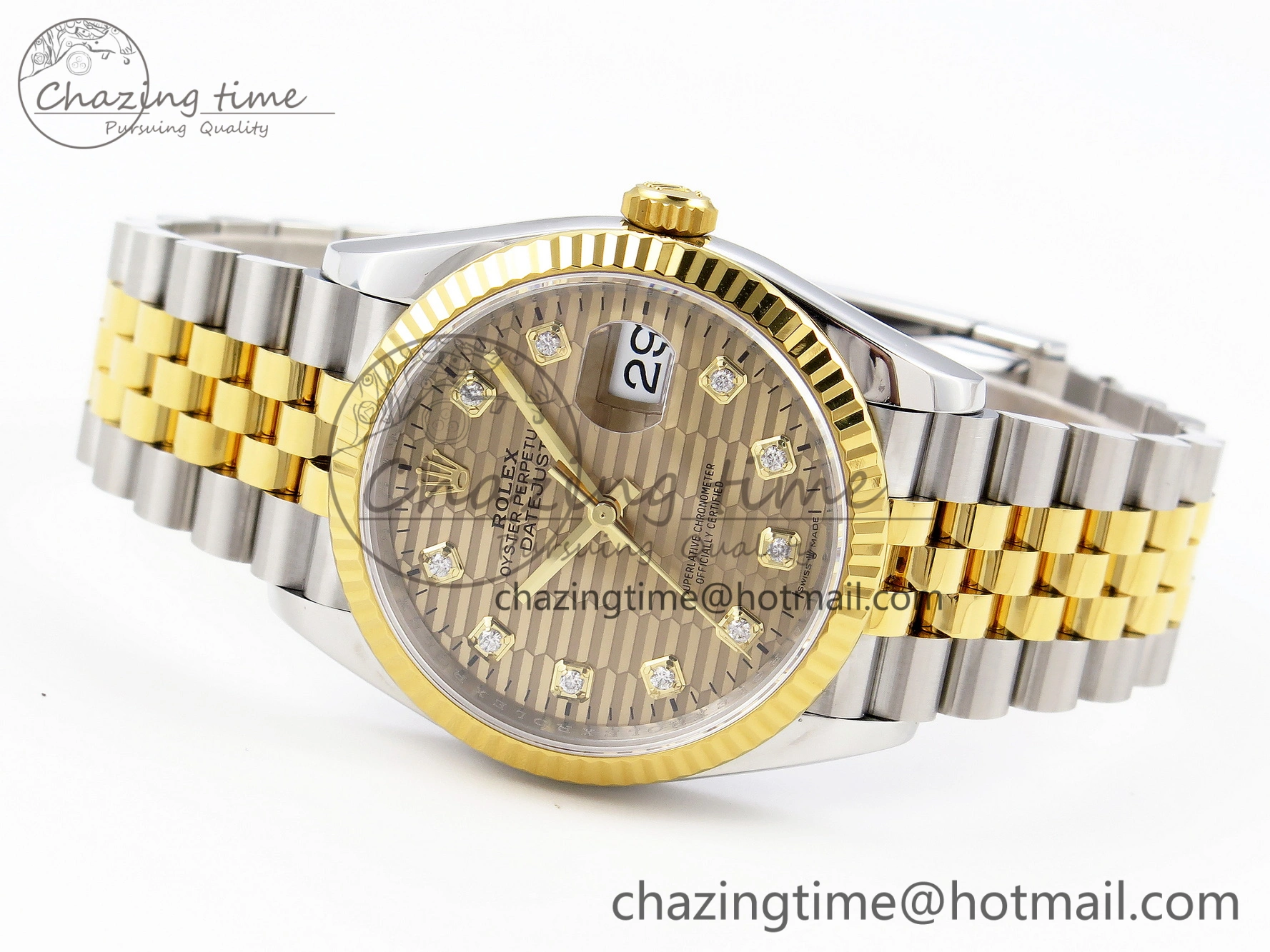 DateJust 36 SS 126233 VSF 1:1 Best Edition 904L Steel YG Textured Diamonds Dial on Jubilee Bracelet VS3235