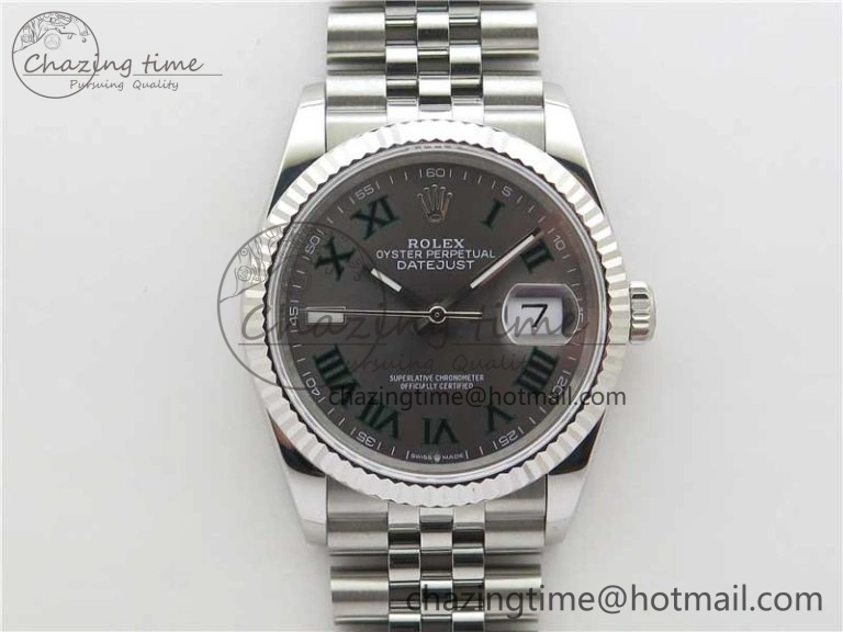 DateJust 36 SS 126234 BP Maker 1:1 Best Edition Fluted Bezel Gray Roman Dial on Jubilee Bracelet