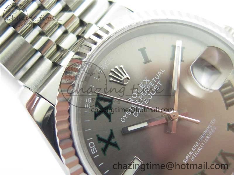 DateJust 36 SS 126234 BP Maker 1:1 Best Edition Fluted Bezel Gray Roman Dial on Jubilee Bracelet