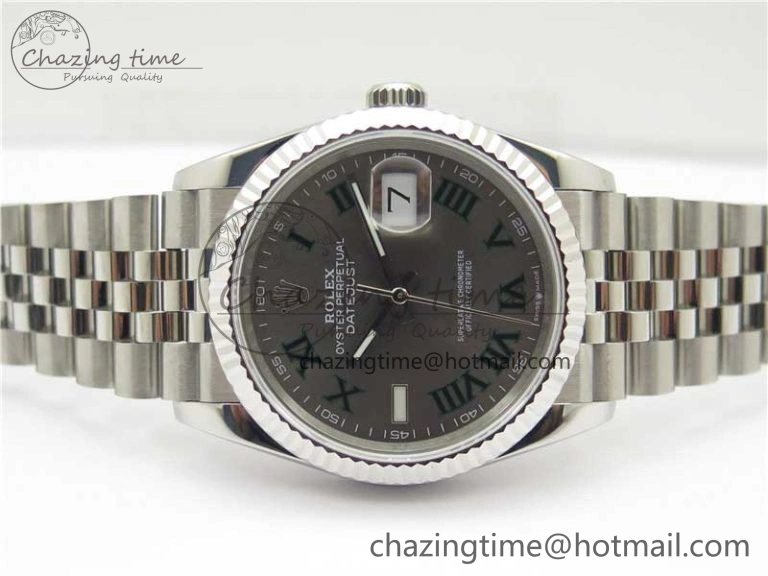DateJust 36 SS 126234 BP Maker 1:1 Best Edition Fluted Bezel Gray Roman Dial on Jubilee Bracelet