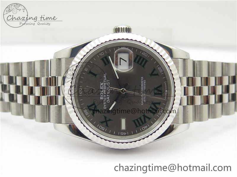 DateJust 36 SS 126234 BP Maker 1:1 Best Edition Fluted Bezel Gray Roman Dial on Jubilee Bracelet