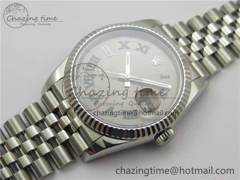 DateJust 36 SS 126234 BP Maker 1:1 Best Edition Fluted Bezel Gray Roman Dial on Jubilee Bracelet