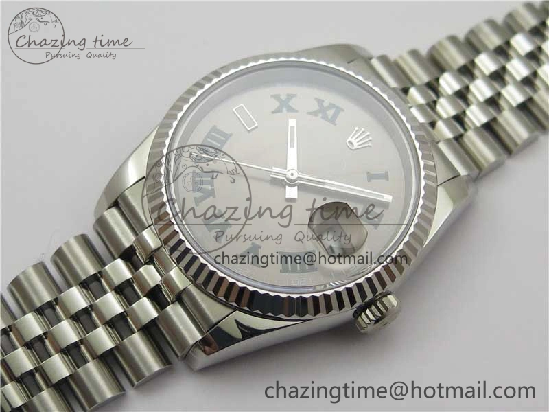DateJust 36 SS 126234 BP Maker 1:1 Best Edition Fluted Bezel Gray Roman Dial on Jubilee Bracelet