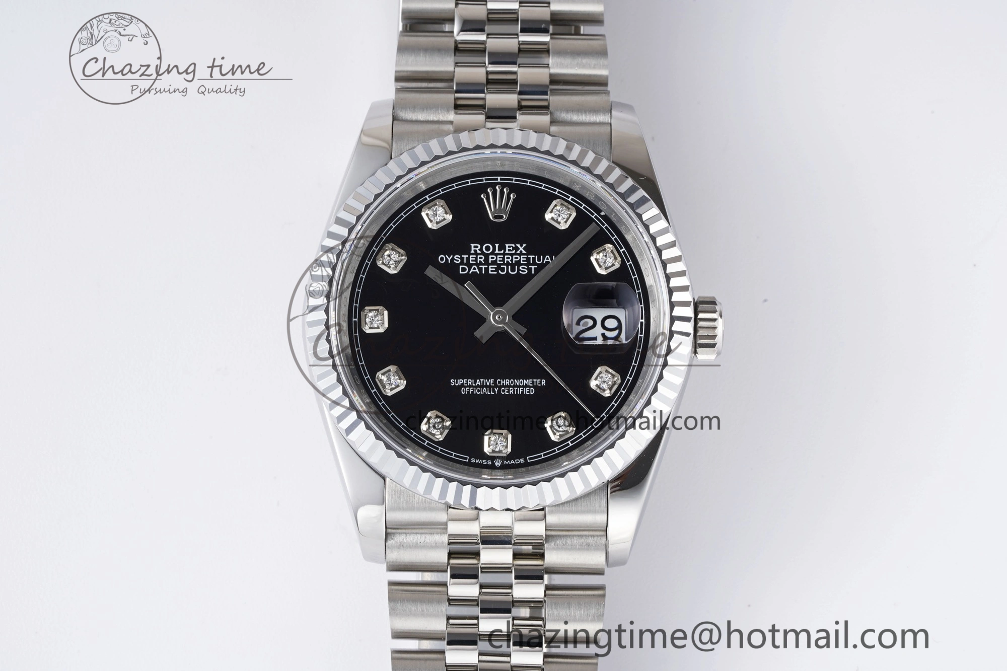 DateJust 36 SS 126234 JDF 904L Steel Black Dial Stick Markers on Jubilee Bracelet V2