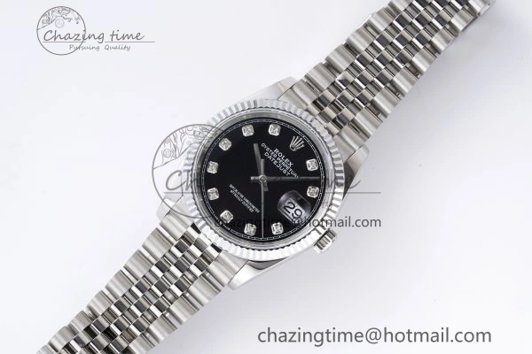 DateJust 36 SS 126234 JDF 904L Steel Black Dial Stick Markers on Jubilee Bracelet V2