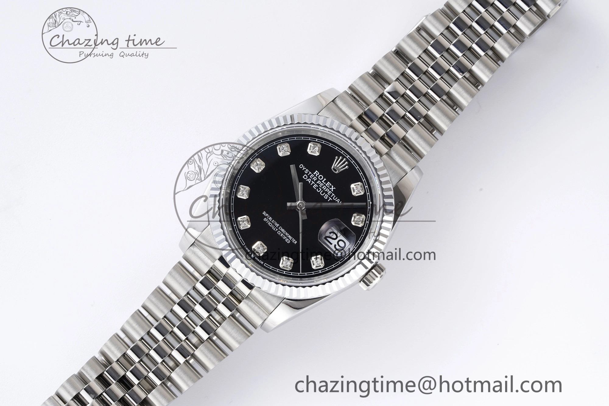 DateJust 36 SS 126234 JDF 904L Steel Black Dial Stick Markers on Jubilee Bracelet V2