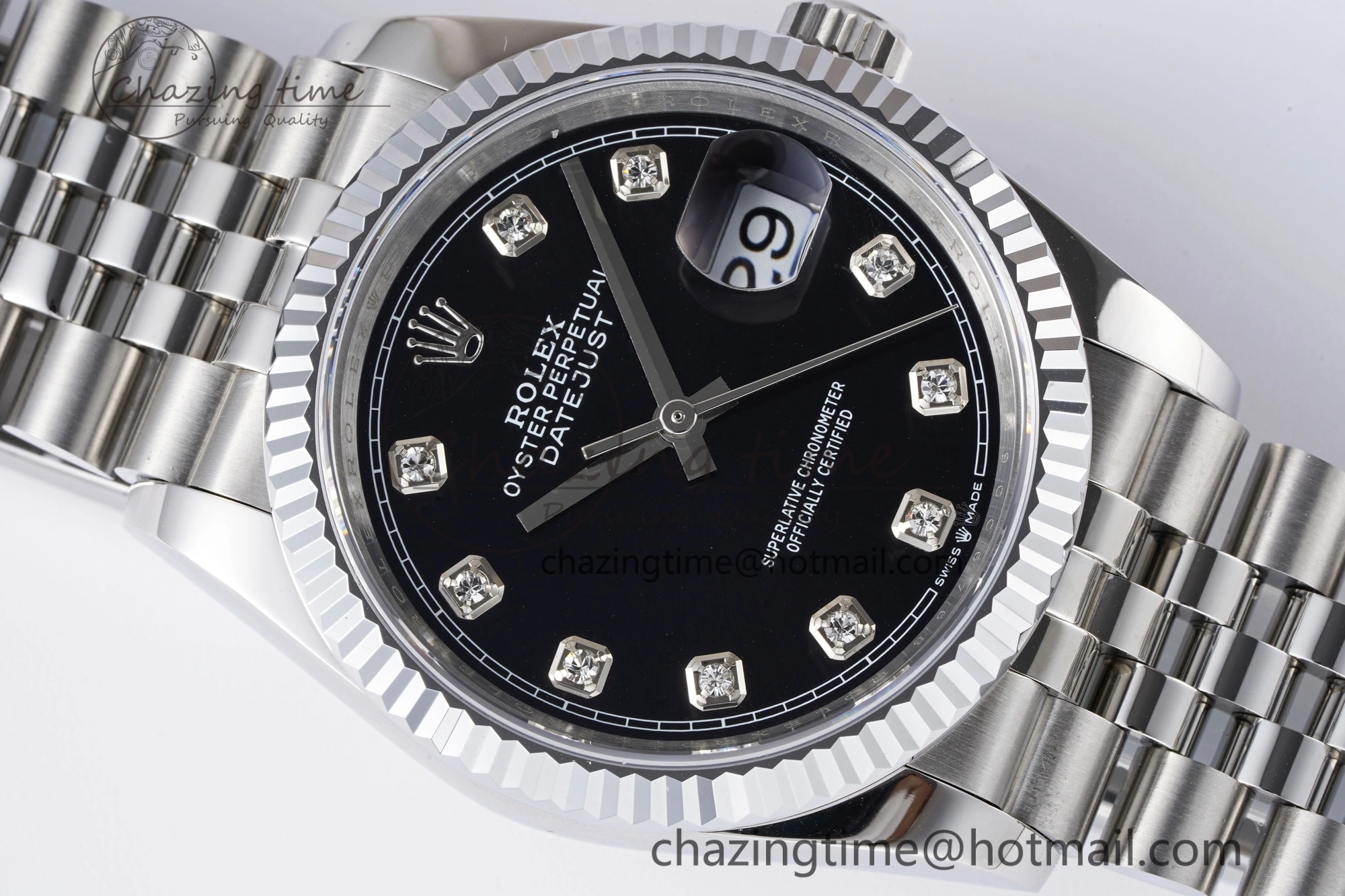 DateJust 36 SS 126234 JDF 904L Steel Black Dial Stick Markers on Jubilee Bracelet V2