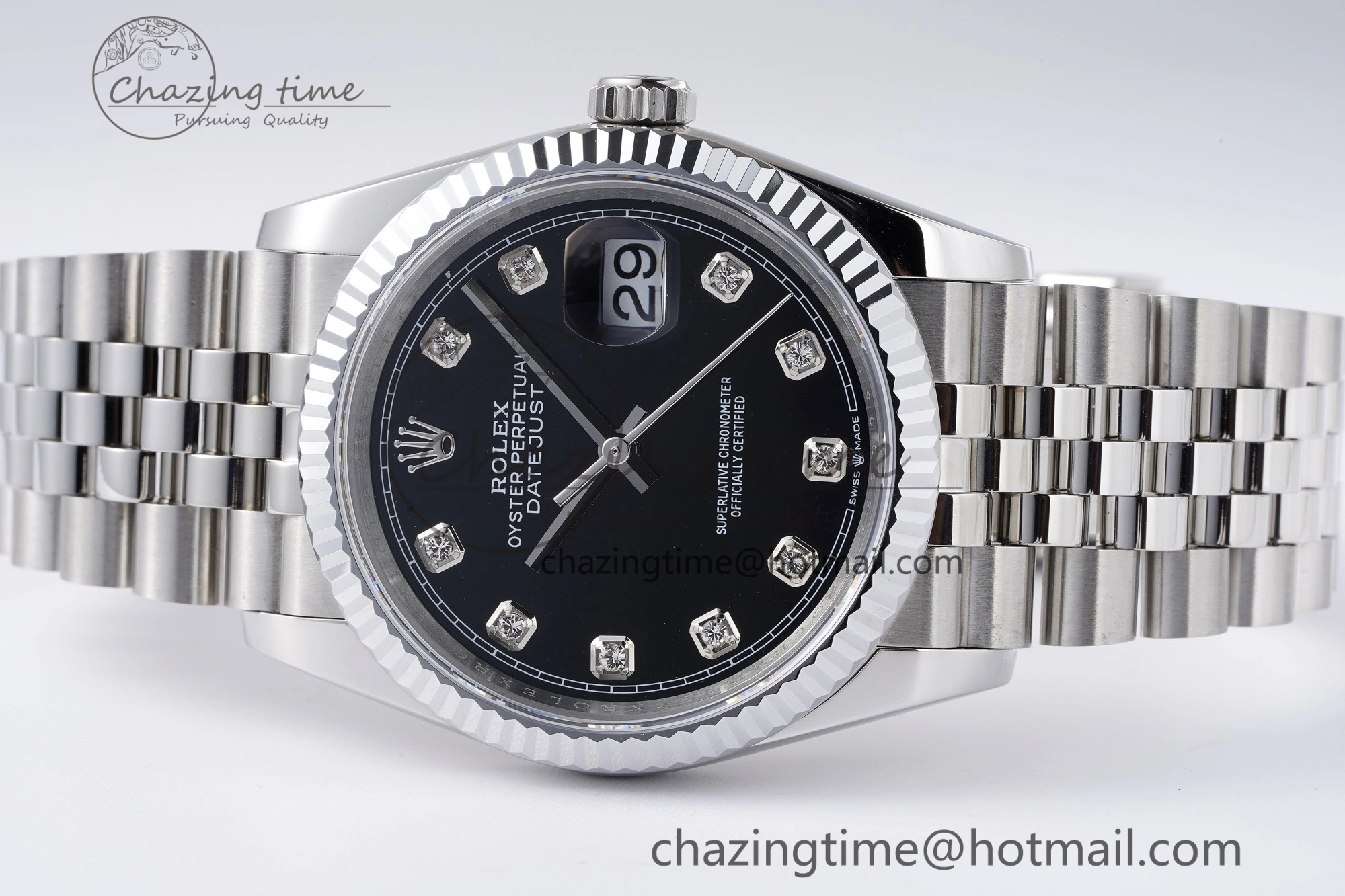 DateJust 36 SS 126234 JDF 904L Steel Black Dial Stick Markers on Jubilee Bracelet V2