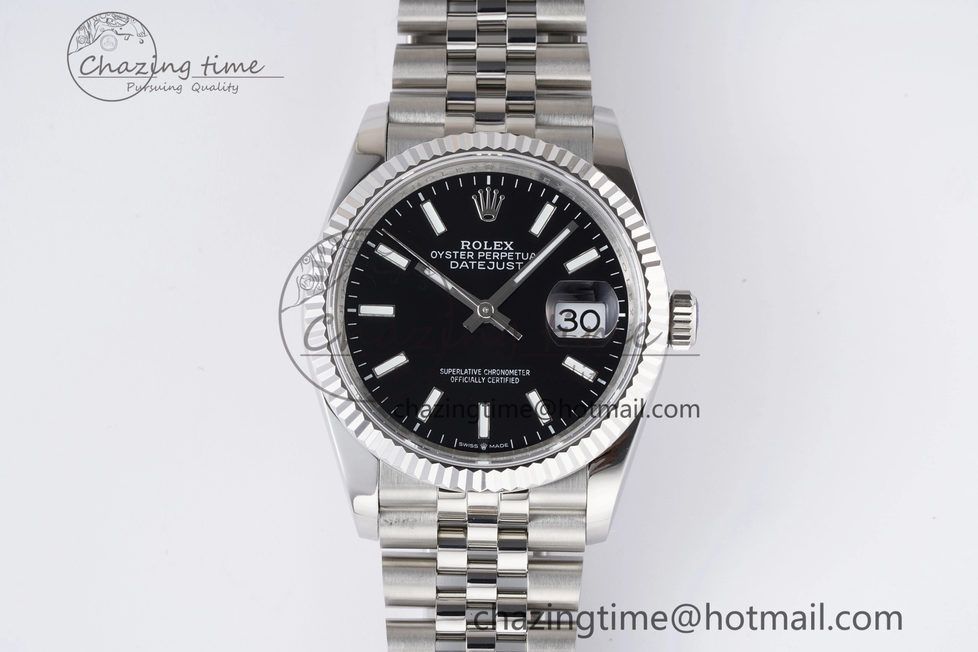 DateJust 36 SS 126234 JDF 904L Steel Black Dial Stick Markers on Jubilee Bracelet V2