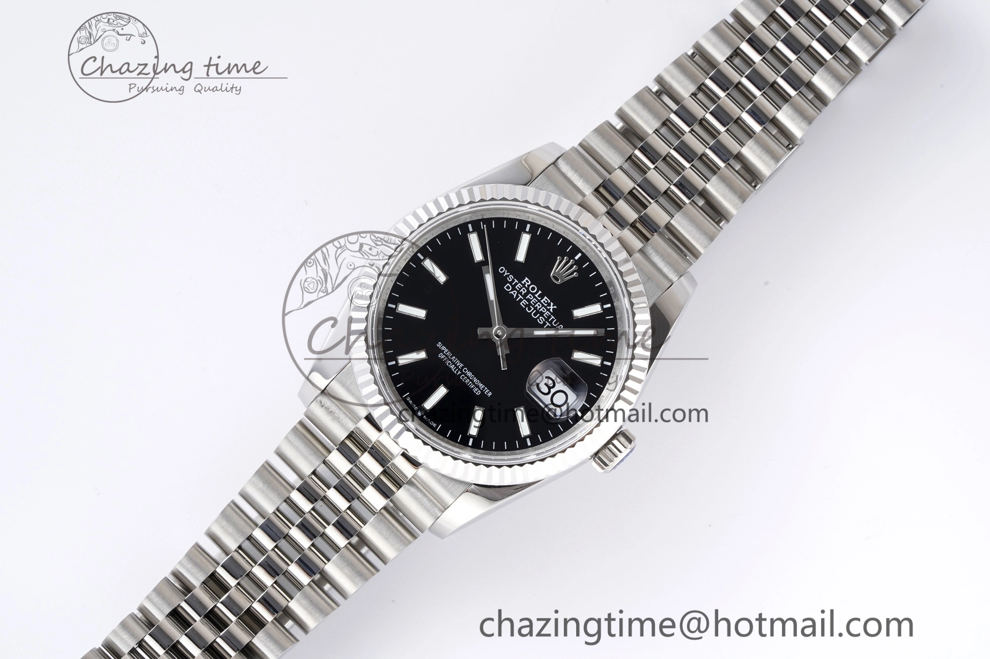 DateJust 36 SS 126234 JDF 904L Steel Black Dial Stick Markers on Jubilee Bracelet V2