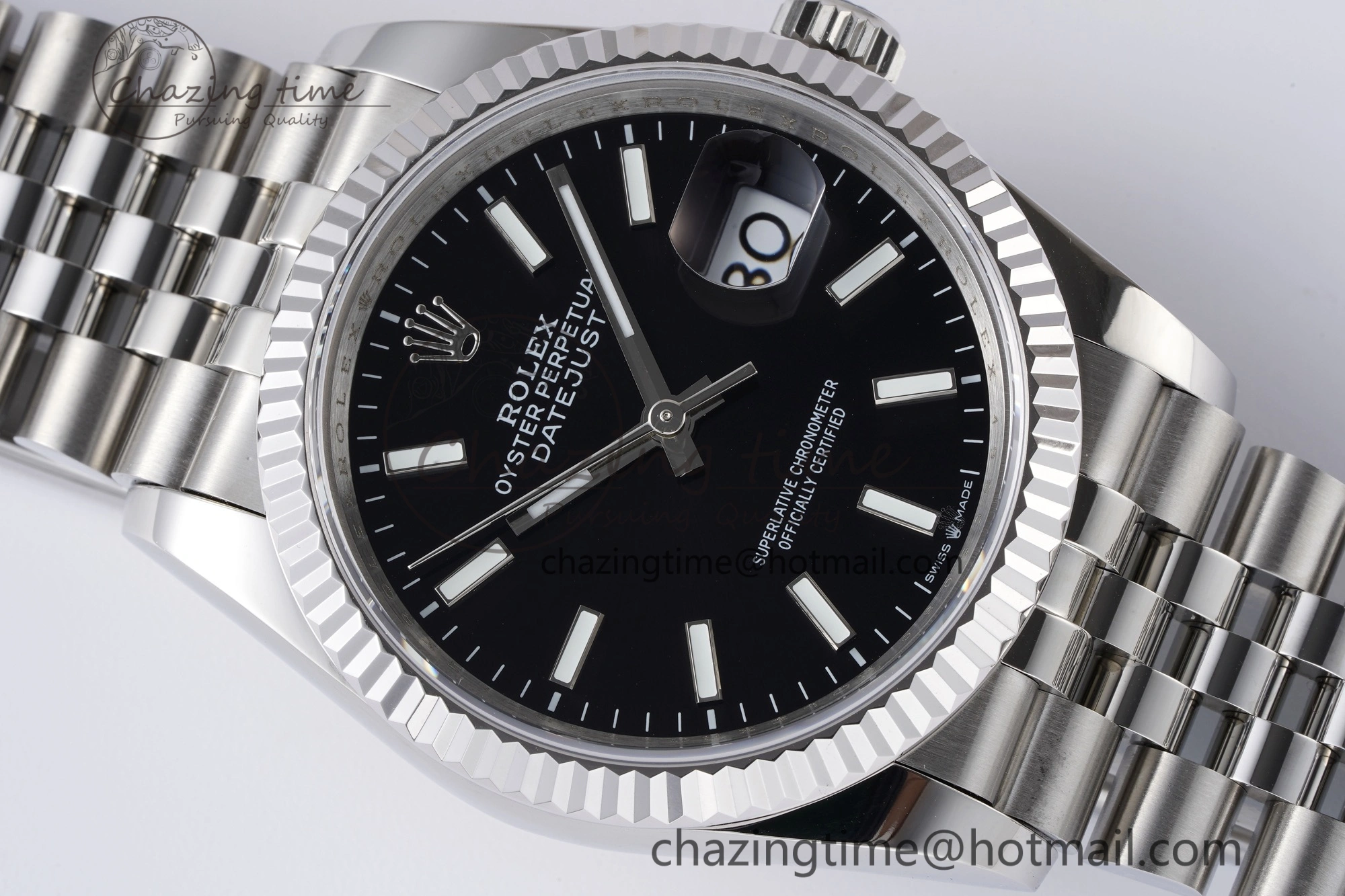 DateJust 36 SS 126234 JDF 904L Steel Black Dial Stick Markers on Jubilee Bracelet V2