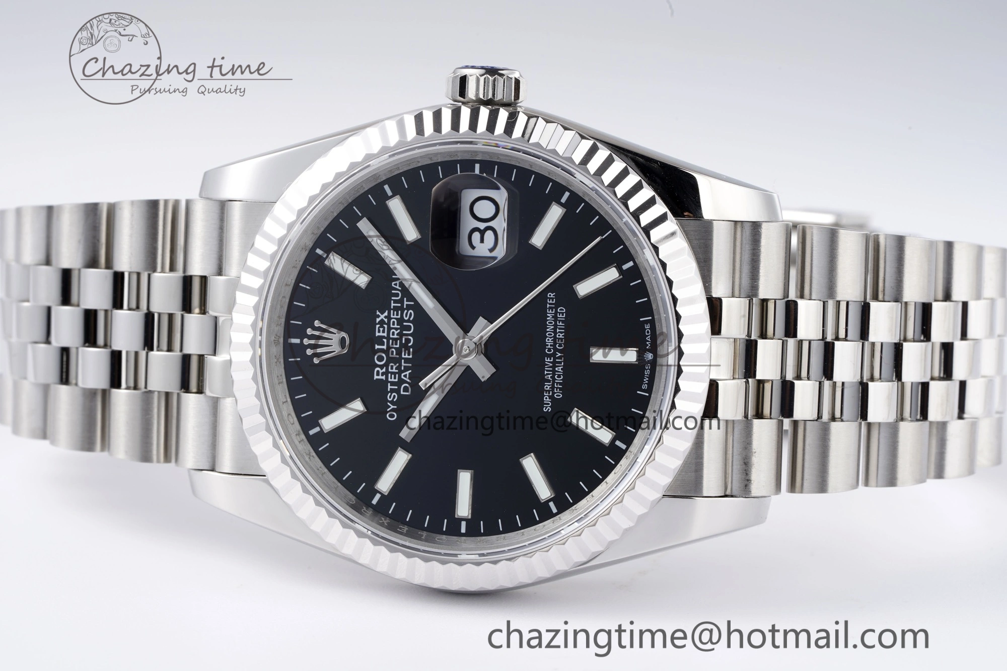 DateJust 36 SS 126234 JDF 904L Steel Black Dial Stick Markers on Jubilee Bracelet V2