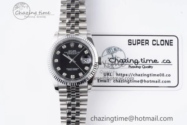 DateJust 36 SS 126234 JDF 904L Steel Black Dial Stick Markers on Jubilee Bracelet V2