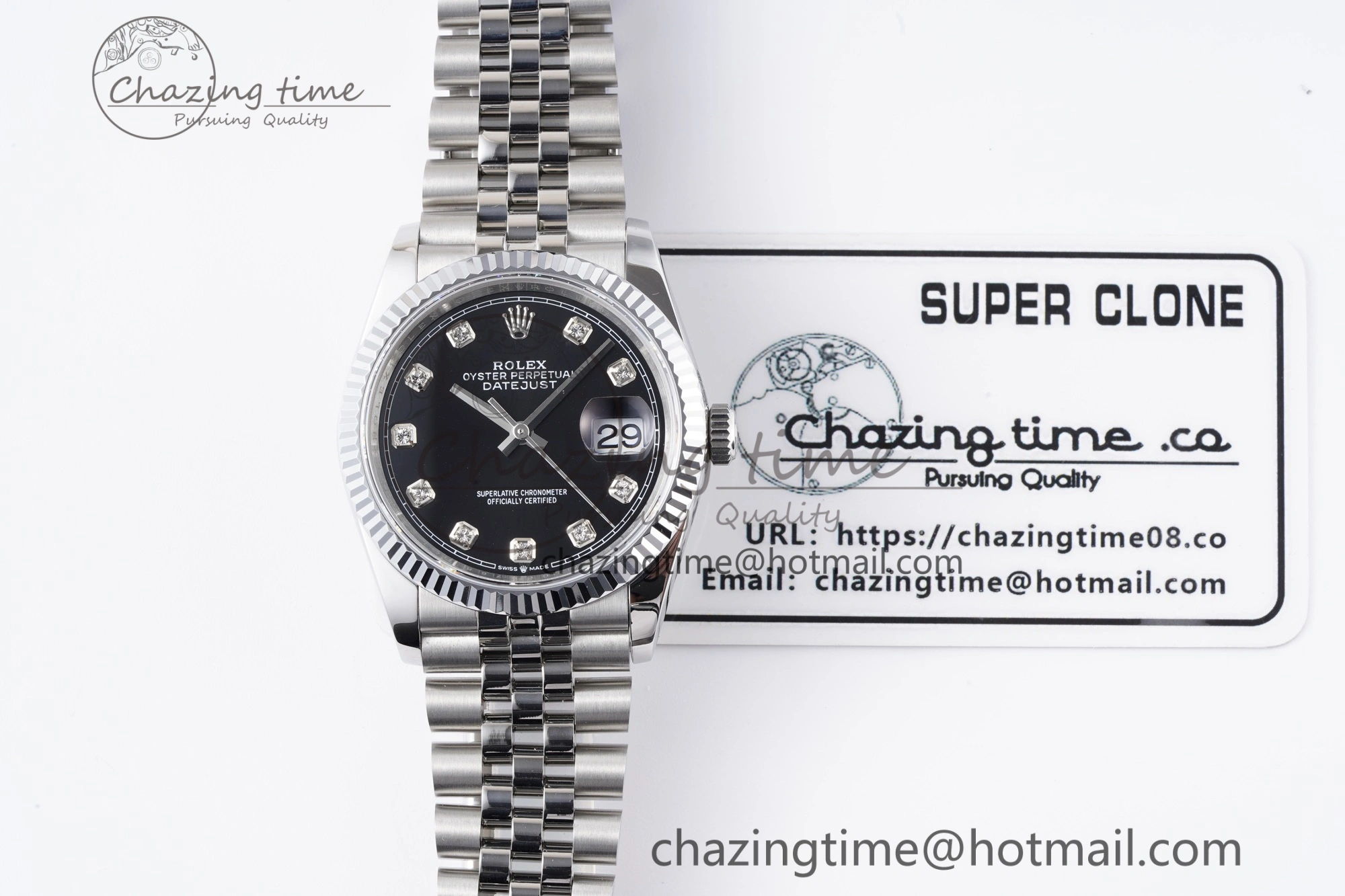 DateJust 36 SS 126234 JDF 904L Steel Black Dial Stick Markers on Jubilee Bracelet V2