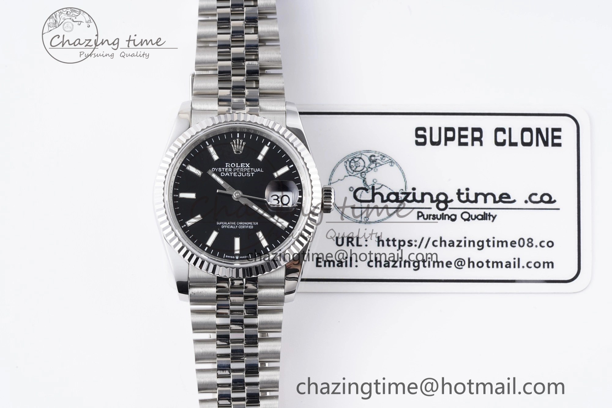 DateJust 36 SS 126234 JDF 904L Steel Black Dial Stick Markers on Jubilee Bracelet V2