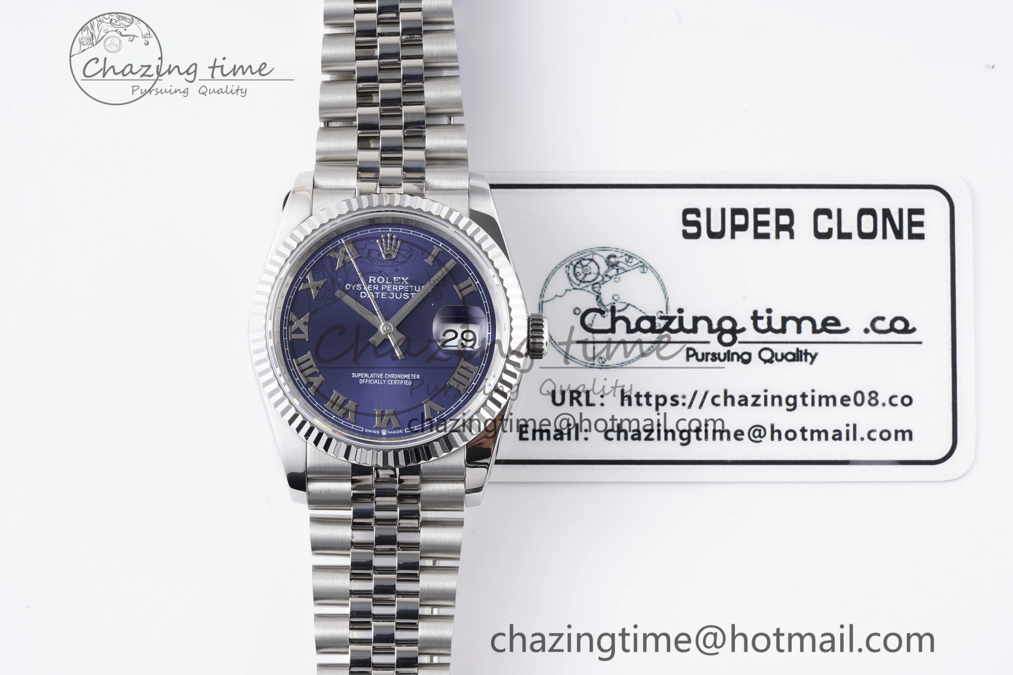 DateJust 36 SS 126234 JDF 904L Steel Blue Dial Roman Markers on Jubilee Bracelet V2