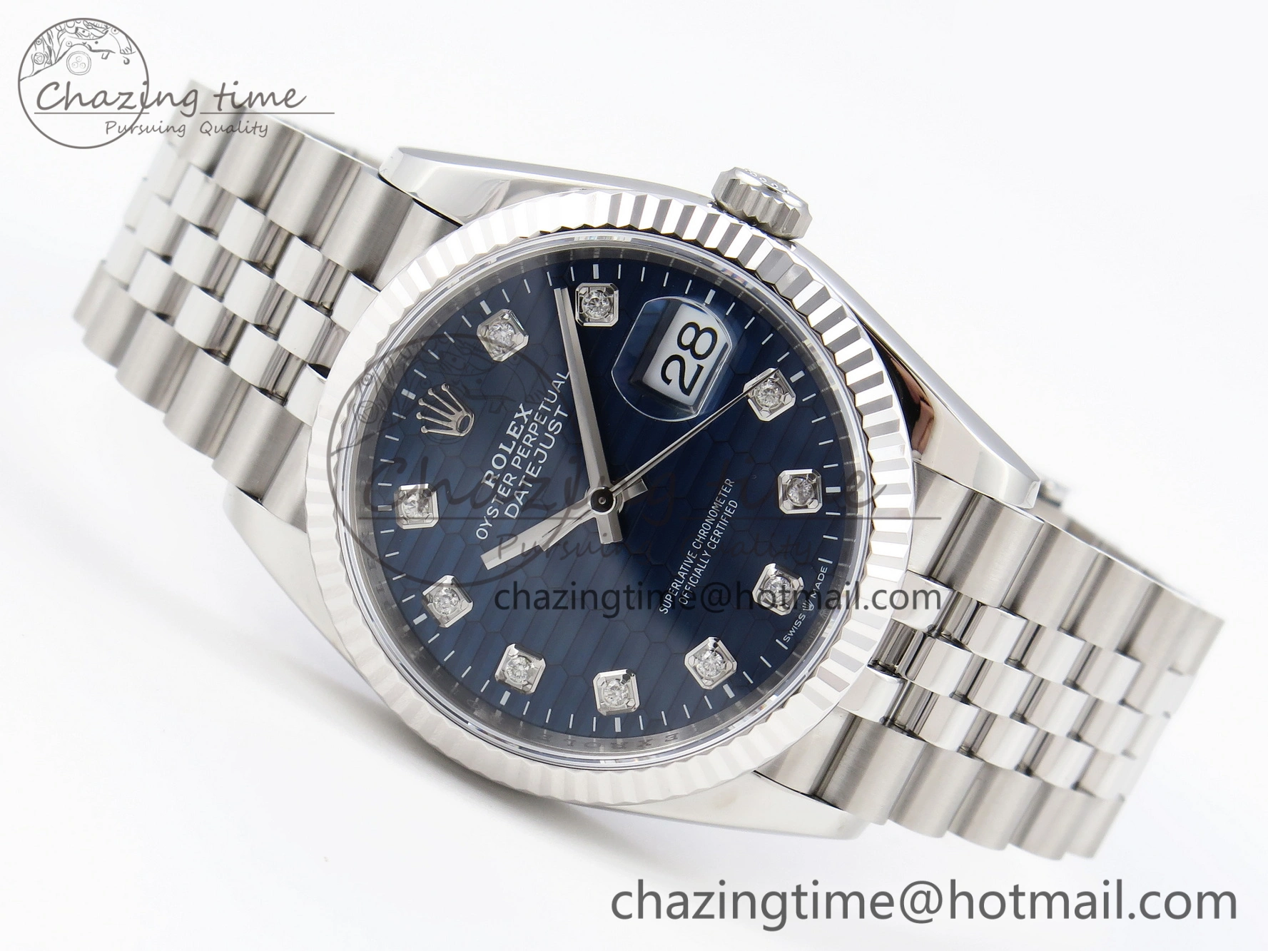 DateJust 36 SS 126234 VSF 1:1 Best Edition 904L Steel Blue Textured Diamonds Dial on Jubilee Bracelet VS3235