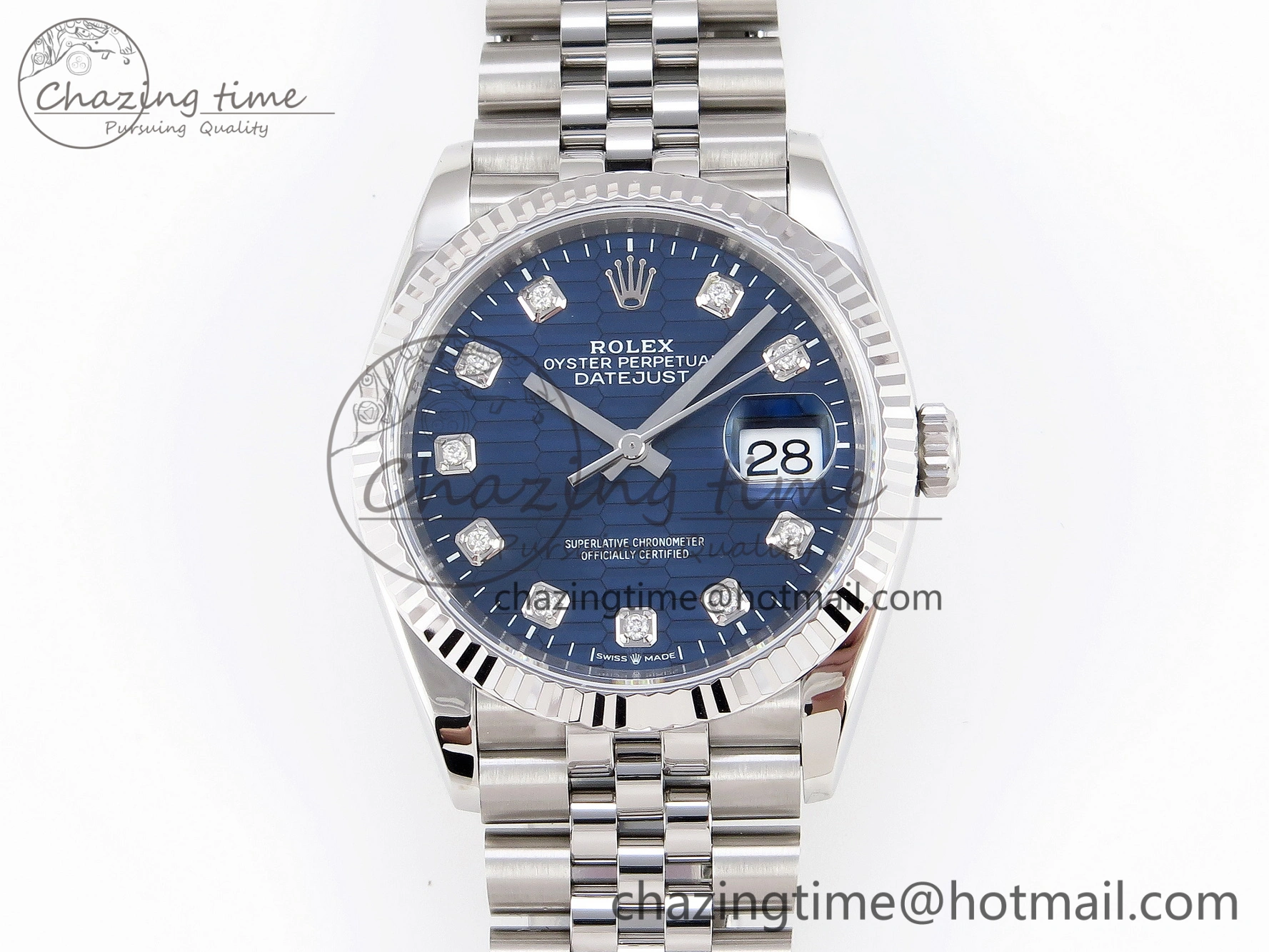 DateJust 36 SS 126234 VSF 1:1 Best Edition 904L Steel Blue Textured Diamonds Dial on Jubilee Bracelet VS3235