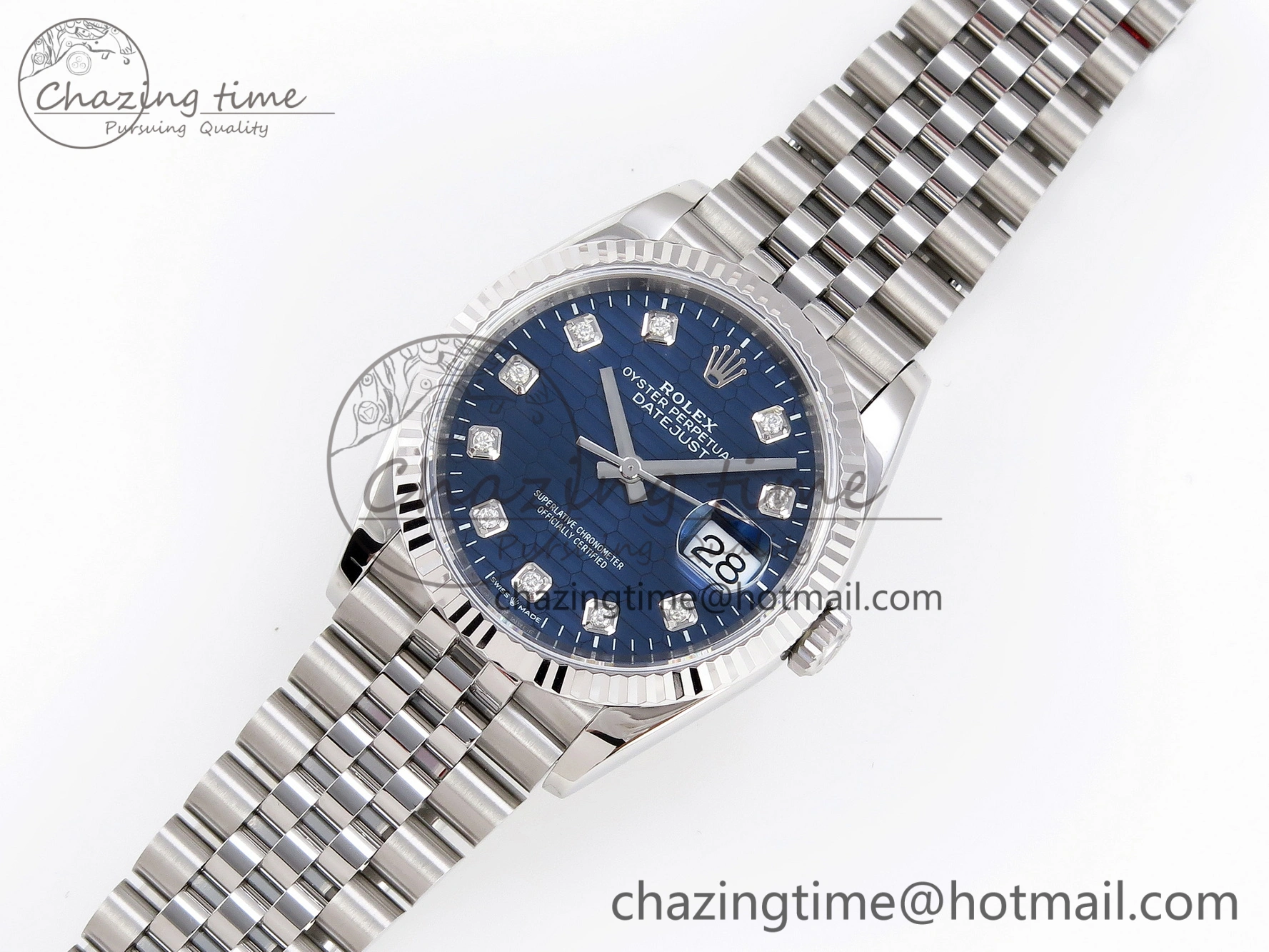 DateJust 36 SS 126234 VSF 1:1 Best Edition 904L Steel Blue Textured Diamonds Dial on Jubilee Bracelet VS3235