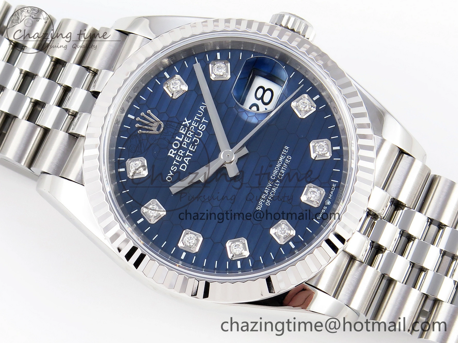 DateJust 36 SS 126234 VSF 1:1 Best Edition 904L Steel Blue Textured Diamonds Dial on Jubilee Bracelet VS3235